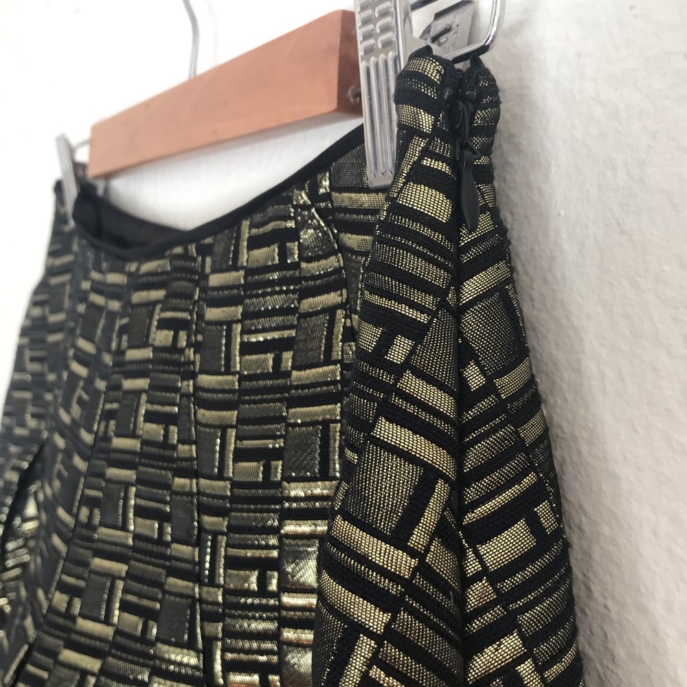 Kate Spade Gold Jacquard Fluted Hem Mini Skirt - New With Tags NWT HP - Picture 3 of 8